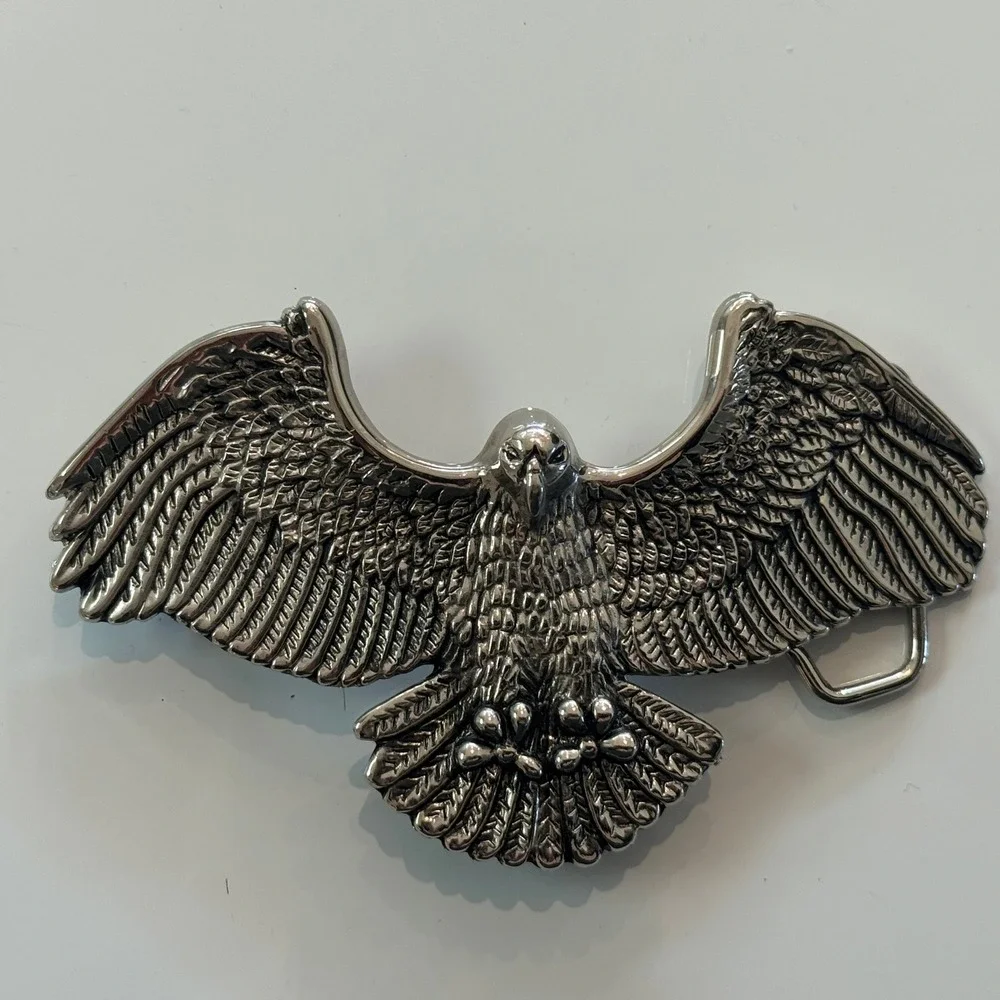 Vintage Classico Italia Eagle Belt Buckle Silver Tone A136‎ Western Biker